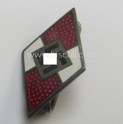 HJ (ie. 'Hitlerjugend') enamelled lapel-pin (ie.: 'Raute') with...