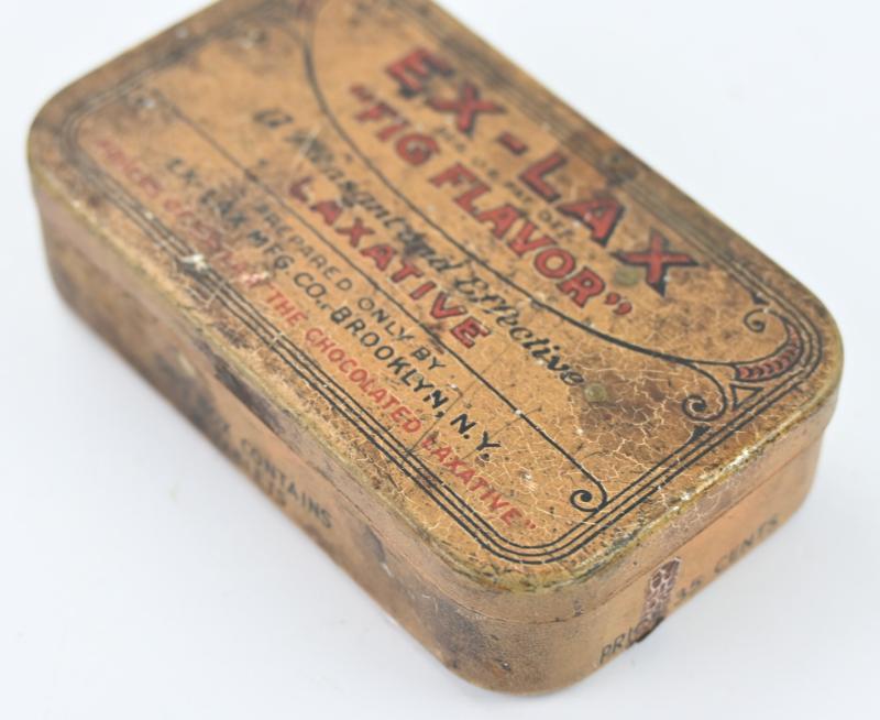 US WW2 Ex-Lax 'Fig Flavor' Chocolade Tin Can