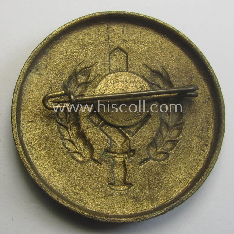 'Reichsnährstand'- (ie. 'RNSt.'-) related commemorative brooch ('Brosche') being a maker- (ie. 'C. Poellath'-) marked example showing the text: 'Kriegserntedank an die Bauerin - Landesbauernschaft Bayern'