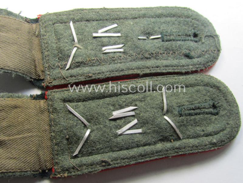Superb - and fully matching! - pair of WH (Heeres) neatly 'cyphered', early-war-period- (ie. 'M36'- ie. 'M40'-pattern and/or rounded-styled) NCO-type shoulderstraps as was intended for an: 'Oberwachtmeister des Artillerie-Rgts. 24'