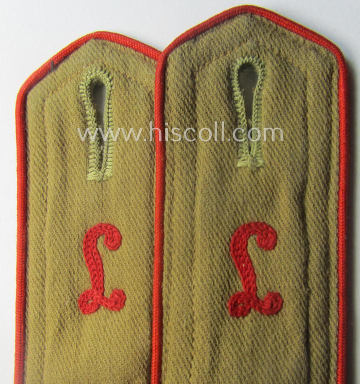 Fully matching - and truly rarely encountered! - early-pattern- and neatly 'cyphered' pair of 'Allgemeine-HJ' (ie. 'Hitlerjugend') shoulderstraps for usage by a: 'Kameradschaftsführer' who was attached to the: 'Leibstandarte München'