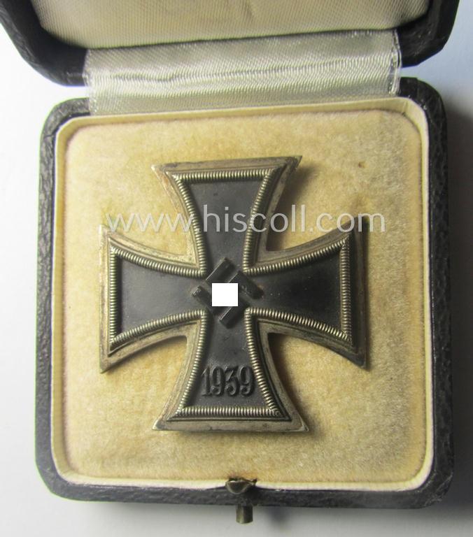 'Eisernes Kreuz 1. Klasse' (ie. Iron Cross 1st class) being an early-pattern (and non-maker-marked) example by the: 'Wilh. Deumer'-company that comes complete in its specific etui as issued and recently found