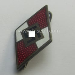 HJ (ie. 'Hitlerjugend') enamelled lapel-pin (ie.: 'Raute') with...