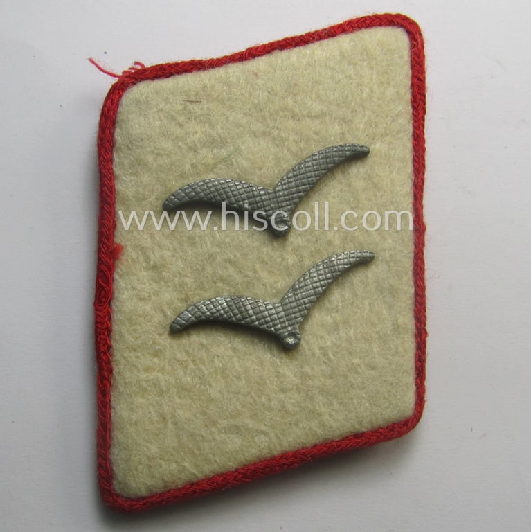 Truly used - and fully matching! - pair of WH (Luftwaffe) bright-red-piped, EM- (ie. NCO-) type collar-patches (ie. 'Kragenspiegel') as was intended for usage by a member within one of the units of the: 'Hermann Göring'-Division