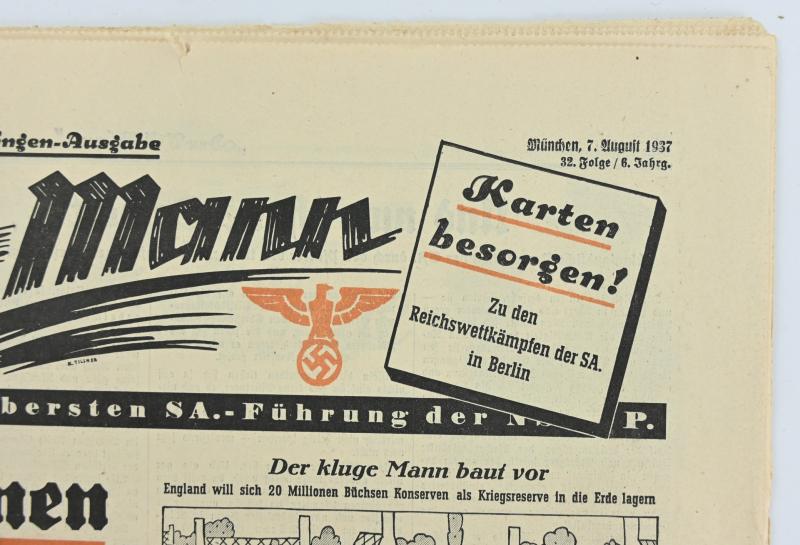 German Newspaper der SA-Mann 7 August 1937