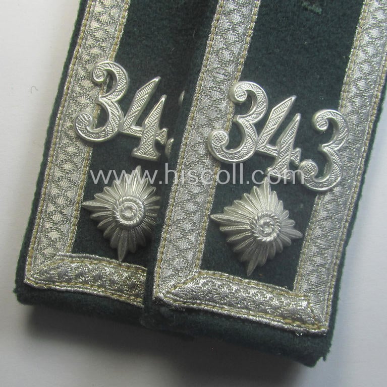 Pair of WH (Heeres), 'cyphered' so-called: 'M36'-pattern and/or pointed-styled (ie. generic-styled!) NCO-type shoulderstraps: 'Feldwebel des Infanterie-Abtlgs. 343'