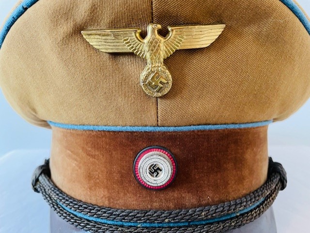 SCARCE EARLY EXAMPLE OF A GERMAN WWII POLITICAL LEADERS PEAK CAP EARLY STYLE FOR ORTSGRUPPE LEVEL