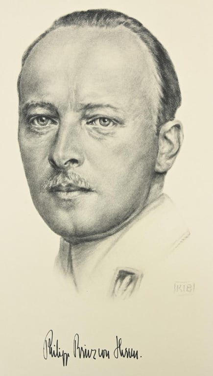 German Portrait Print/Litho of Philipp 'Prinz' von Hessen by K.J.Böhringer