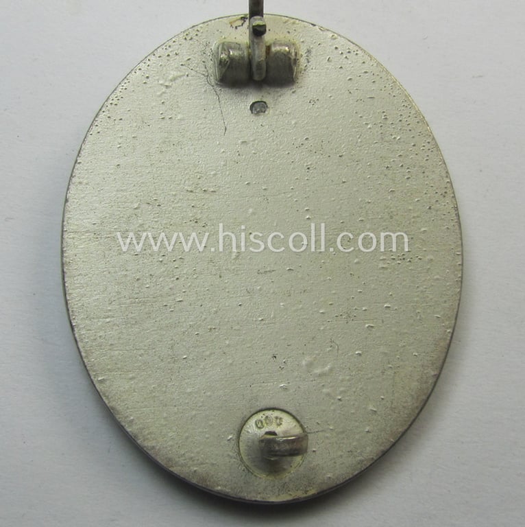 Hardly used- (ie. still 'virtually mint'!) example of a: 'Verwundeten-Abzeichen in Silber' (or: silver-class wound-badge) being a neatly maker- (ie. '100'-) marked example by the: 'Rudolf Wächter u. Lange'-company