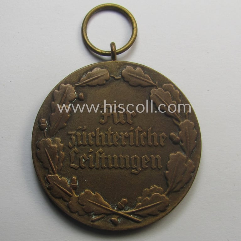 Darkened reddish-bronze-toned, typical 'Reichsnährstand'- (ie. 'RNSt.'-) related, (portable) award entitled: 'Reichsnährstand - Landesbauernschaft Westfalen - Für züchterische Leistungen'