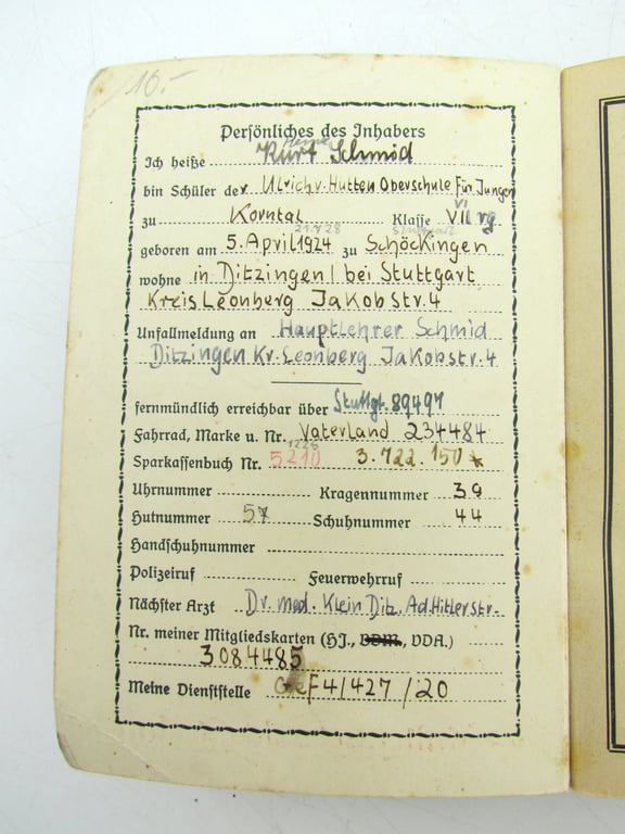 Hitler Youth small Booklet : "Schulkamerad" from Dr. Königs