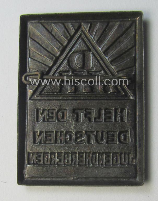 HJ- (Hitlerjugend-) (ie. DJH-) related day-badge (ie. 'tinnie' or: 'Veranstaltungsabzeichen') as was issued to promote the DHJ (ie. 'Deutschen Jugend Herbergen')
