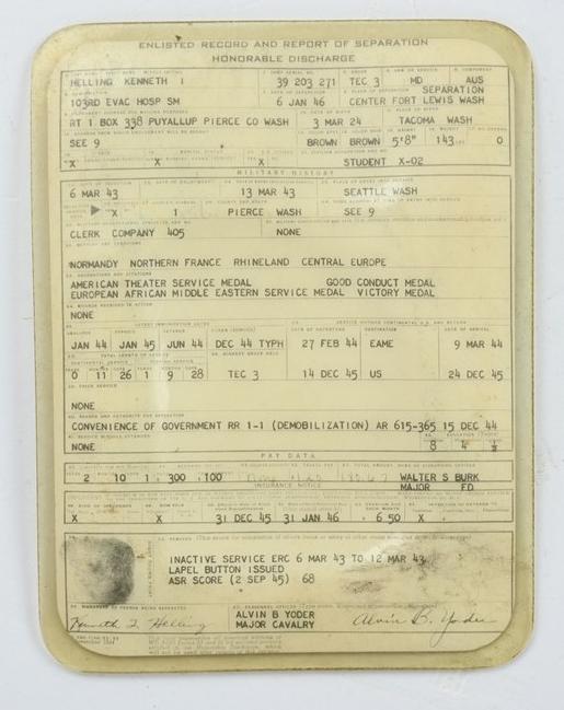 US WW2 Pocket Honorable Discharge Pass
