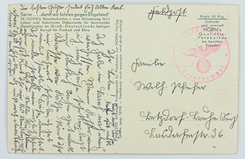 German KM Postcard '..,,Denn wir fahren gegen Engeland!'