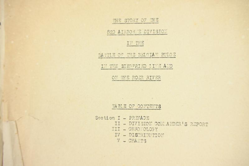 US WW2 82nd Airborne Division Battle of the Bulge Document Set