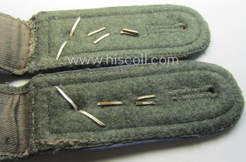 Pair of WH (Heeres) early- ie. (mid-)war-period- (ie. 'M41- o. 43'-pattern) 'cyphered', NCO-type shoulderstraps: 'Fwbl. der Nachschub-Trpn. u. Mitglied des Div.Stabs der 2. Inf.-Div.'