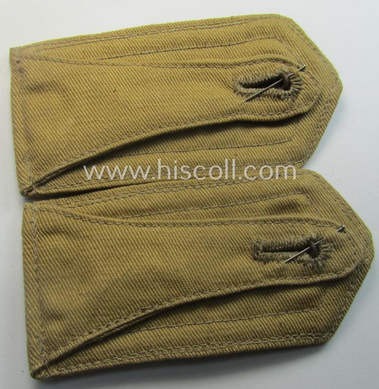 Minimally used - and fully matching! - pair of WH (Kriegsmarine) 'tropical-styled', 'cyphered' NCO-type shoulderstraps (as was specifically intended for usage on the tropical-shirts ie. tunics) as was intended for a: 'Feldwebel'