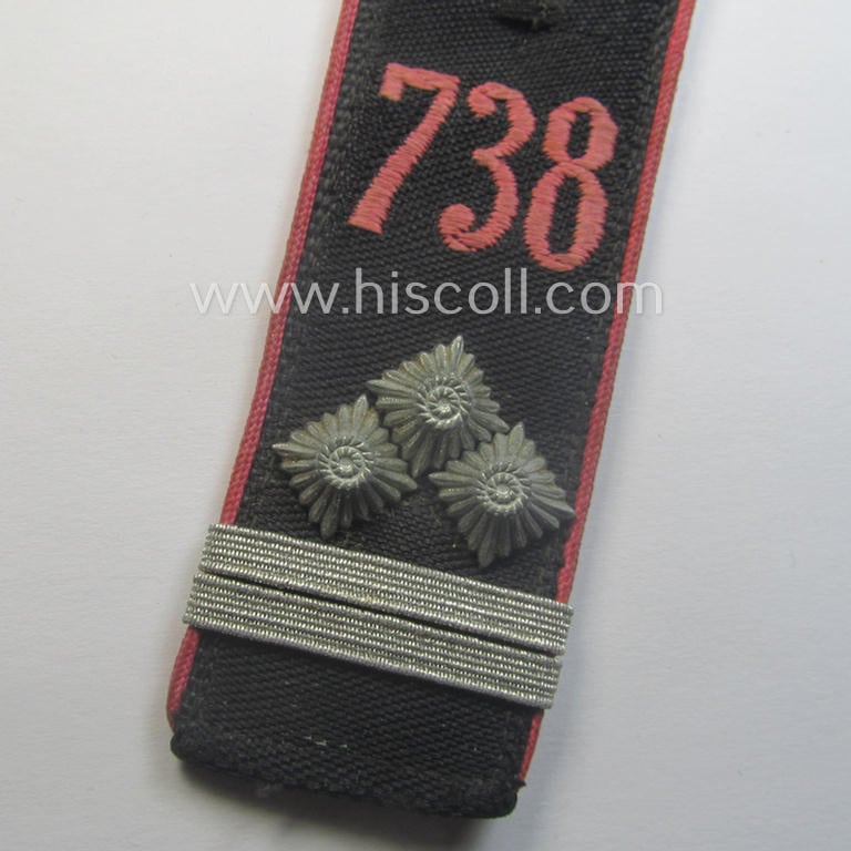 Single - and clearly worn - bright-pink-piped so-called: 'Motor-HJ'-shoulderstrap as intended for a: 'HJ-Hauptgefolgschaftsführer' who served within the 'Bann 738' (Bann 738 = 'Bann Strassburg' situated in the 'Gebiet Süd Baden')
