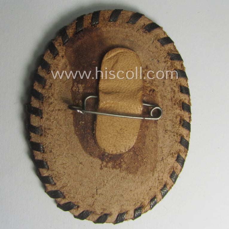 Commemorative - unusually leather-based! - N.S.D.A.P.-related 'tinnie' being a non-maker-marked example depicting a detailed Reichsadler-device coupled with the text: 'Gautag Hessen-Nassau - Darmstadt 1935'
