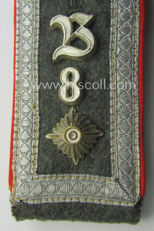 Single, WH (Heeres), early- (ie. mid-) war-period, ie. 'M40- o. M43'-pattern, 'cyphered', NCO-type shoulderstrap as was intended for a: 'Feldwebel u. Mitglied des Artillerie-Beobachtung-Batallions 8'