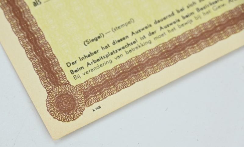 German Dutch Occupation Ausweis Paper