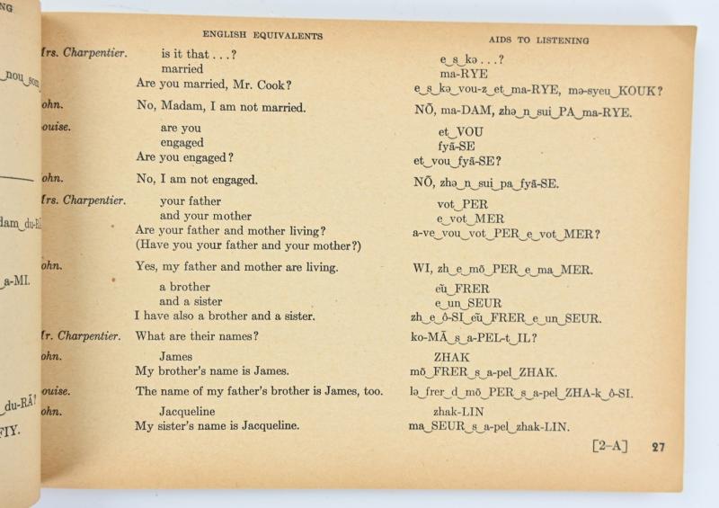 US WW2 Education Manual EM-500 'Spoken French'