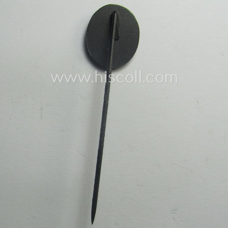 Neat - and 17 mm. sized! - miniature lapel-pin (ie. 'Halbminiatur') depicting a: 'Verwundeten-Abzeichen in Schwarz' (or: black-class wound-badge) being a non-maker-marked example