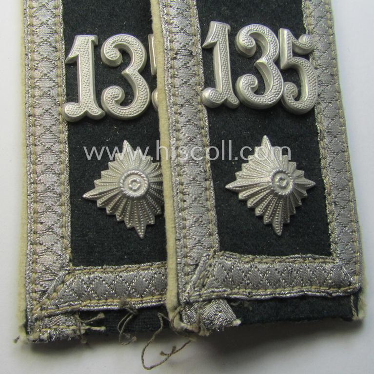 Pair of WH (Heeres), early-war period, 'M36- o. M40'-pattern (rounded-style) NCO-type shoulderstraps as was intended for - and used by! - a: 'Feldwebel des Infanterie-Regiments 135'
