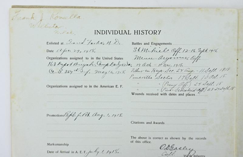US WW2 Grouping ''Charles B Konsella'' 357th Infantry Regiment