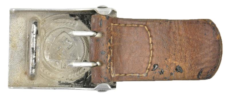 German RAD Beltbuckle with leather tab