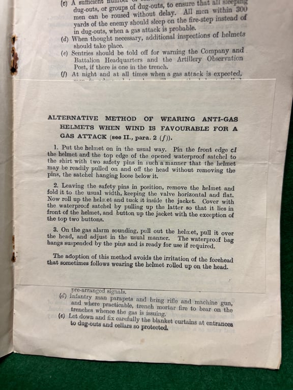 1918 dated pamphlet Defensive Measures Against Gas
