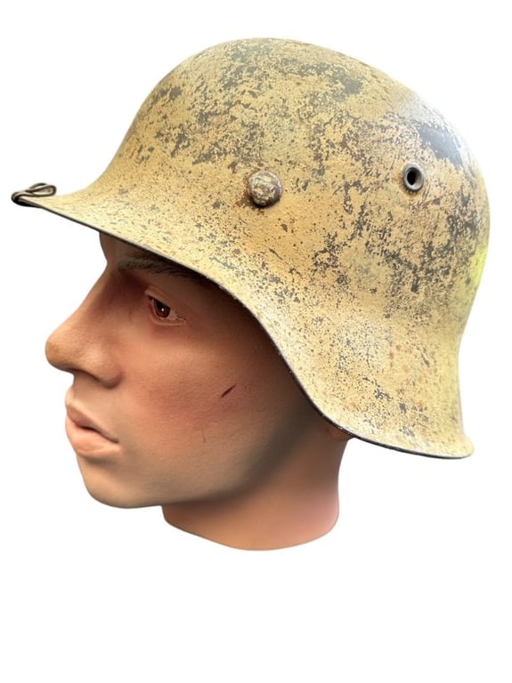 Wehrmacht M42 Camouflage Helmet in Tan Paint Captured in Normandy!