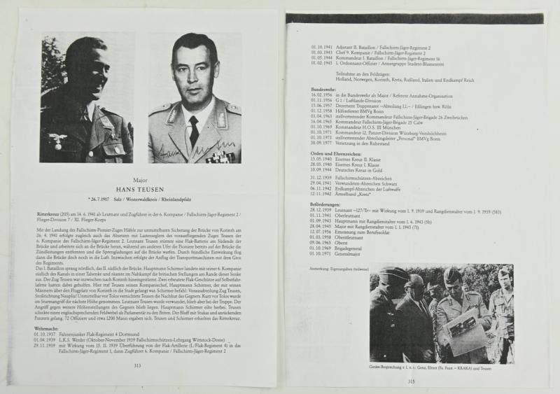 Signature of Luftwaffe KC Recipient 'Hans Teusen'