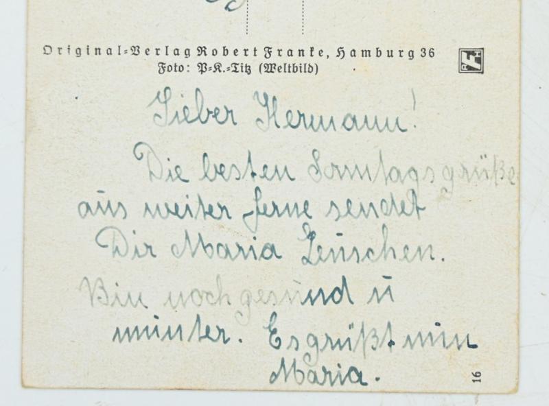 German WH Postcard 'Du Mädel, warst so lieb zu mir'