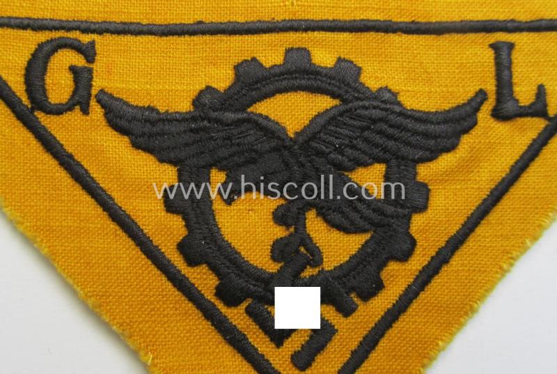 WH (Luftwaffe)-related, EM- (ie. NCO-pattern-) machine-embroidered breast-badge ie. eagle-device as was specifically intended for staff working within the WH 'Generalluftzeugmeister'- (ie. 'GL'-) organisation
