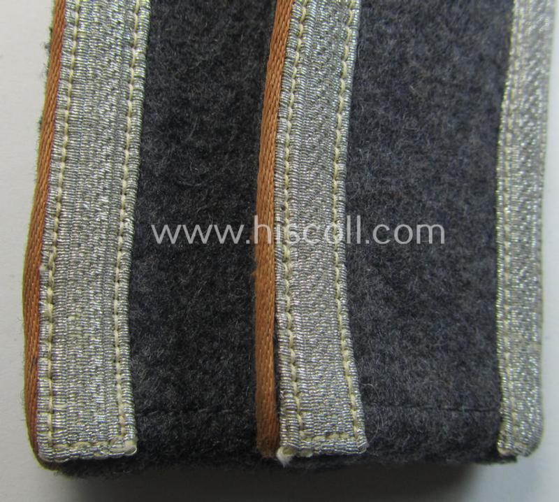 Attractive - and fully matching! - pair of WH (Luftwaffe) NCO-type shoulderstraps as piped in the light- ie. rust-brown- (ie. 'hell- o. kupferbrauner'-) coloured branchcolour as was intended for an: 'Unteroffizier der LW-Nachrichten-Truppen'