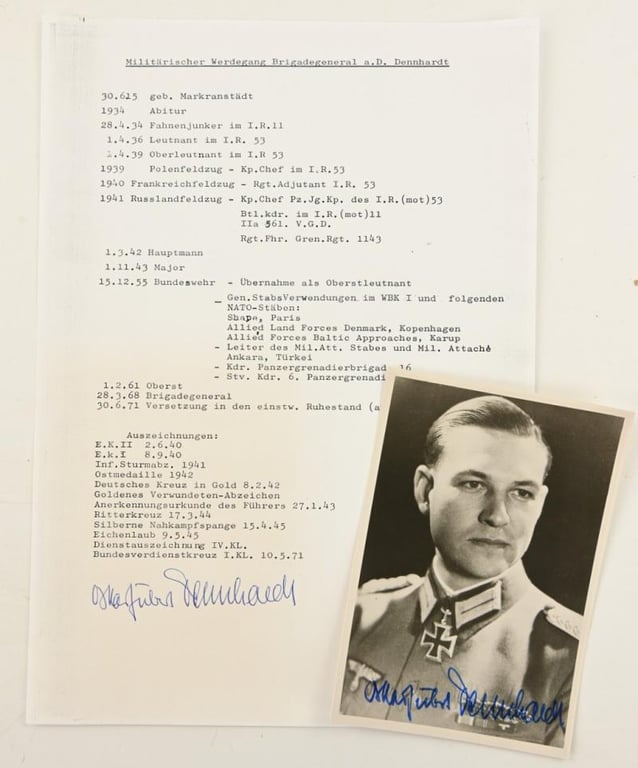 Signature of Wehrmacht Heer KC Recipient 'Oskar-Hubert Dennhardt'