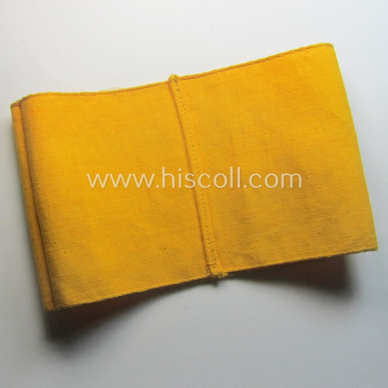 Linnen-based- and/or neatly 'BeVo'-woven, golden-yellow-coloured armband (ie. 'Armbinde') entitled: 'Deutsche Wehrmacht' as was intended for (civilian) staff-members serving within the German armed forces ie. 'Deutsche Wehrmacht'