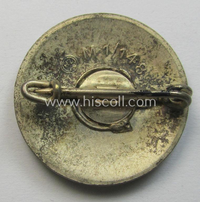 Non-enamelled (ie. painted/sprayed) red-coloured- and/or 'variant'-pattern 'N.S.D.A.P.' membership-pin- ie. party-badge (or: 'Parteiabzeichen') which is nicely maker-marked on the back with the makers'-designation: 'RzM' and/or: 'M1/148'