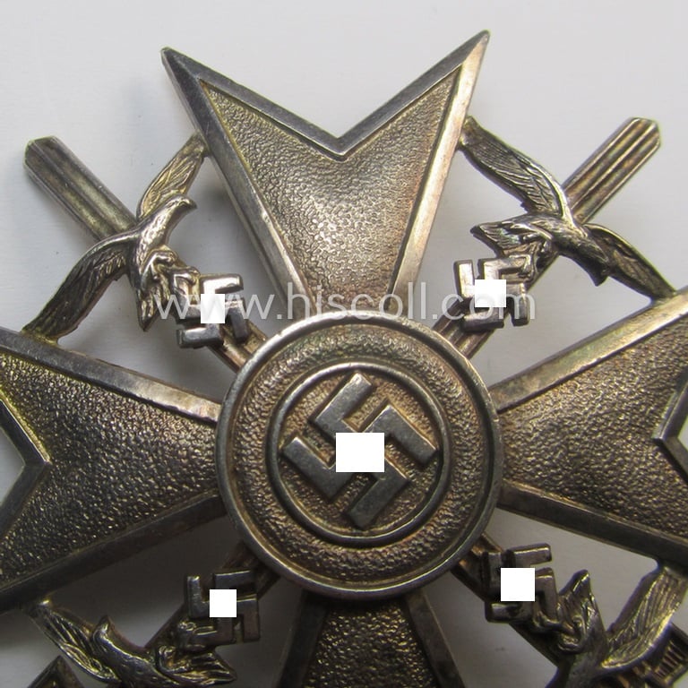Stunning - just moderately worn but nevertheless rarely encountered! - 'Spanienkreuz mit Schwerten in Silber' being a clearly maker- (ie. '900'-) marked example that was produced by a to date unidentified maker (ie. 'Hersteller') (presumably 'Godet')