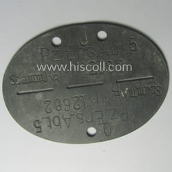 Zinc-based, WH (Heeres-) ie. 'Panzer'-related ID-disc (ie. 'Erkennungsmarke')...