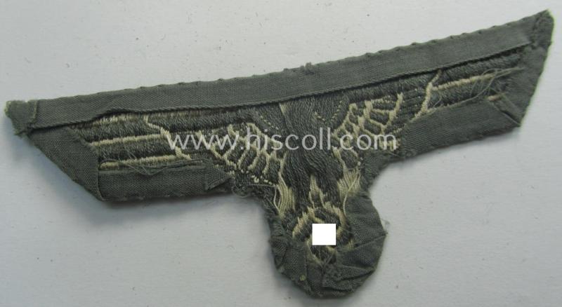 Truly used WH (Heeres) early- (ie. pre)-war-period- and/or greyish-white-coloured breast-eagle of the so-called: 'M35-pattern' (ie. 'Brustadler für Mannschaften u. Uffz.') as was executed in the 'BeVo'-weave pattern