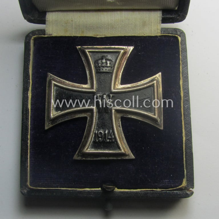 WWI-period, Iron Cross 1st class (or: 'Eisernes Kreuz 1. Klasse') being a nicely preserved- (and neatly maker- ie. 'KO'-marked!) example that came stored in its period-etui as found