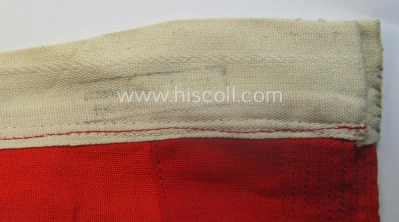 Stunning - and rarely found! - smaller-sized, WH (Kriegsmarine) so-called: 'Reichskriegsflagge o. U-Boot-Fahne' being a: 50 x 85 cms.-sized- and/or clearly maker-marked example that comes in an overall wonderful and fully untouched, condition