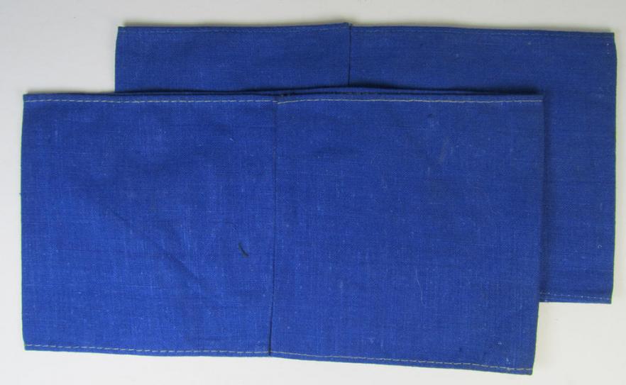 Linnen-based- and/or partly machine-woven-, darker-blue-coloured armband (ie. 'Armbinde') depicting a capital 'M'-character, as was presumably intended for staff-members of the German RLB (ie. 'Reichsluftschutz-Bund')