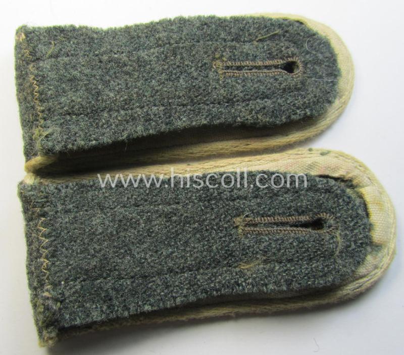 Interesting - fully matching and scarcely encountered! - pair of WH (Heeres) later-war period- (ie. 'simplified'- ie. M44-/M45-pattern-) EM-type shoulderstraps as was intended for - and clearly worn by! - a: 'Soldat der Infanterie-Truppen'