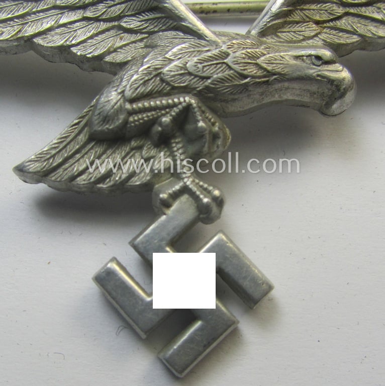 WH (Luftwaffe) aluminium-based breast-eagle as was specifically intended for usage on the white summer-tunics (ie. 'Brustadler für Sommerrock') being a detailed- albeit non-maker-marked specimen
