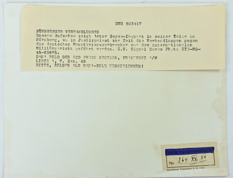Allied Nuremberg War Trails Picture 'Arthur Seyss-Inquart'