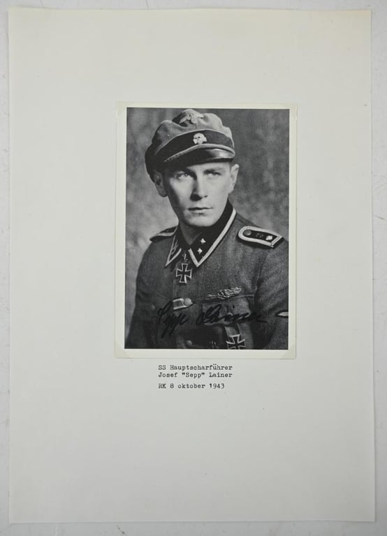 Signature of Waffen-SS KC Recipient 'Sepp Lainer'