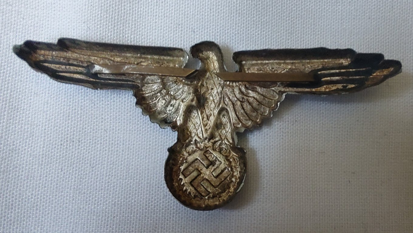 Reproduction Waffen-SS NCO/Officer aluminium visor TK and eagle